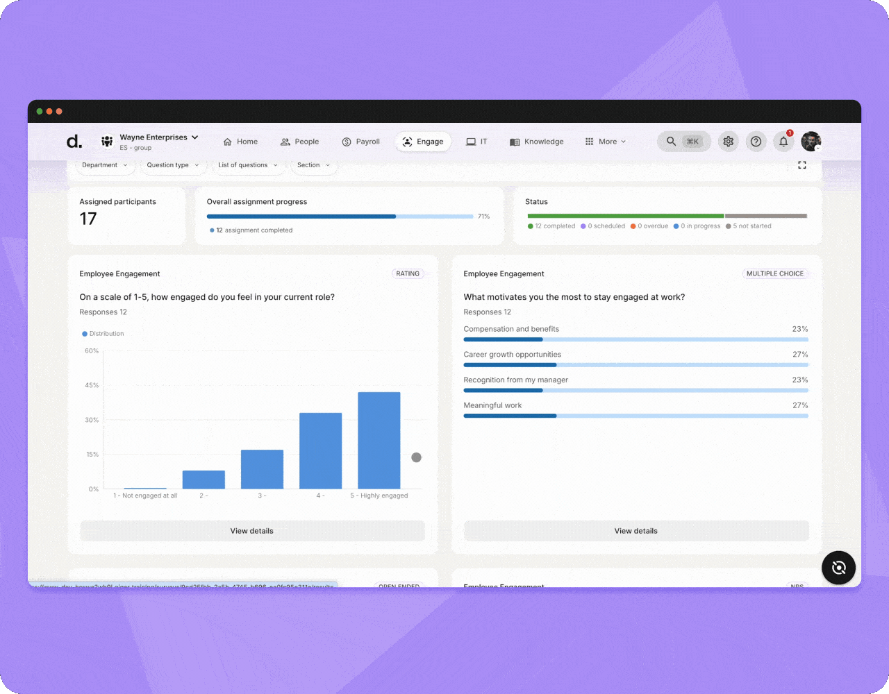 Deel Engage Surveys dashboard