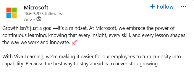 Microsoft on growth mindset
