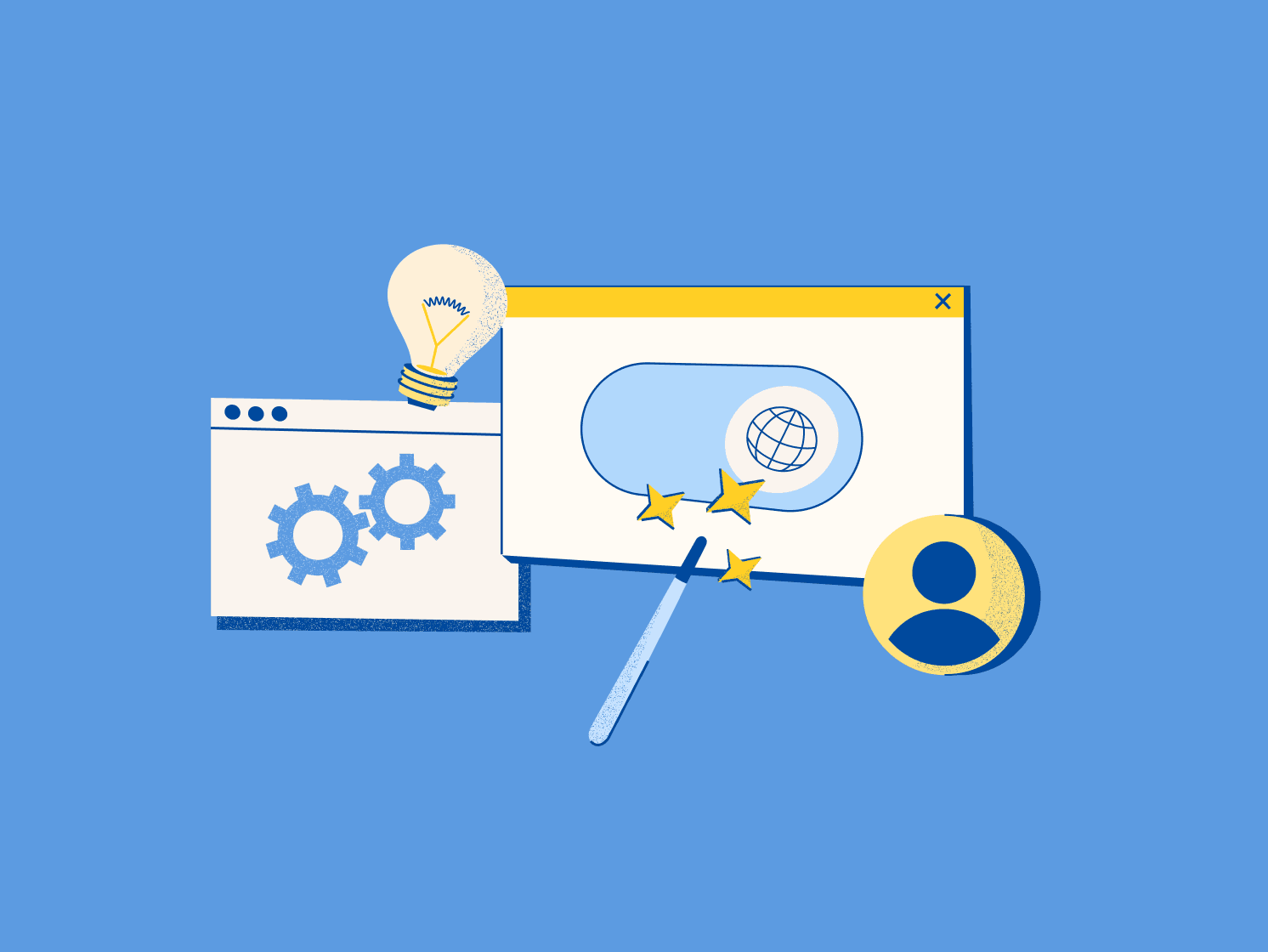 blog hero illustration AI wand content generation