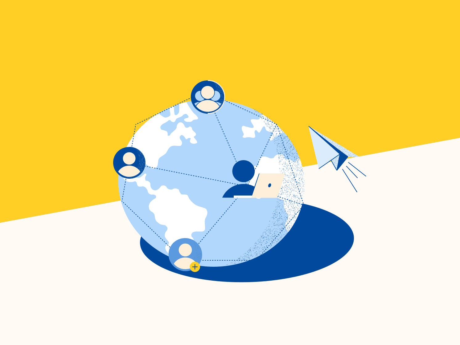 blog hero illustration avatars connected on globe