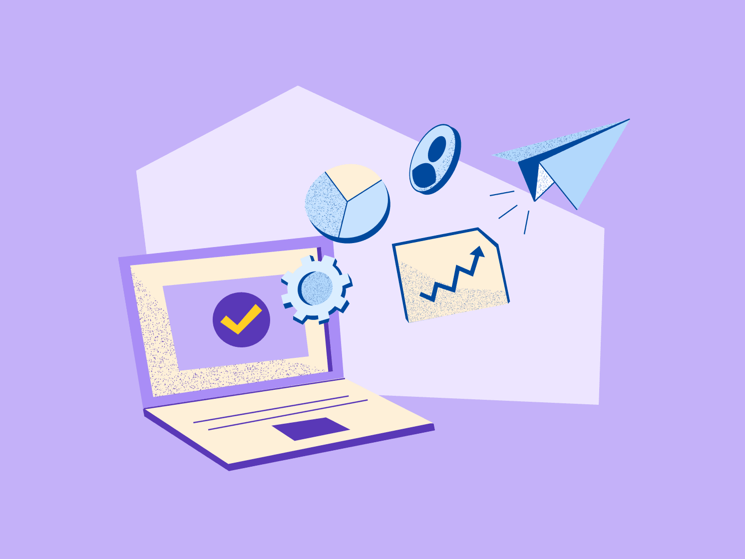 blog hero illustration laptop checkmark automation