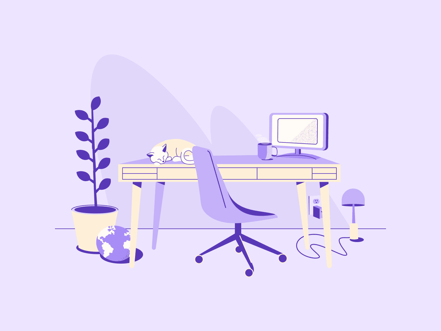 blog hero illustration work-from-home setup desk