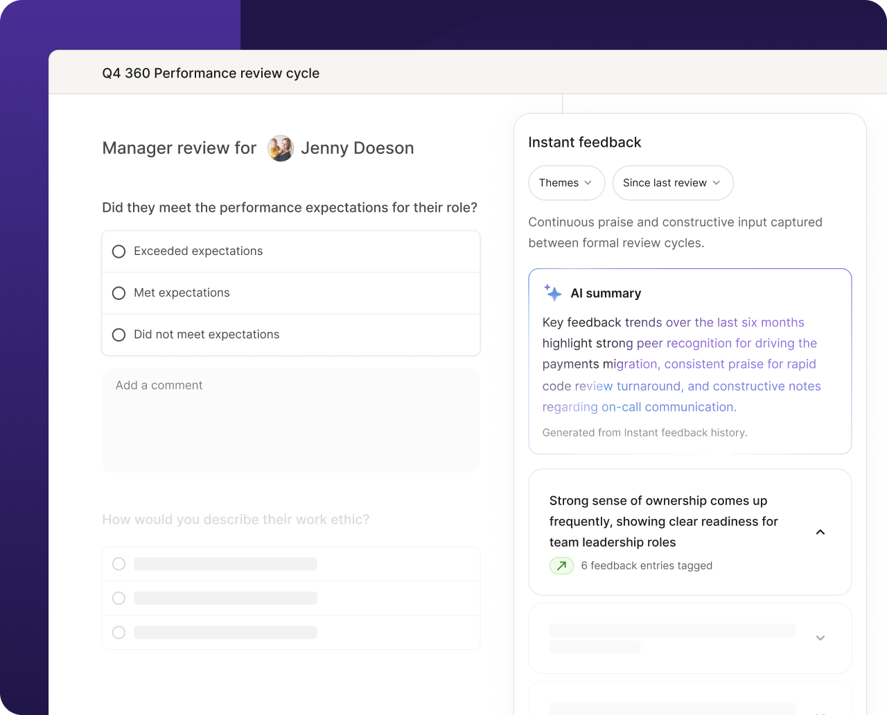 checkins as context for review cycles 2x
