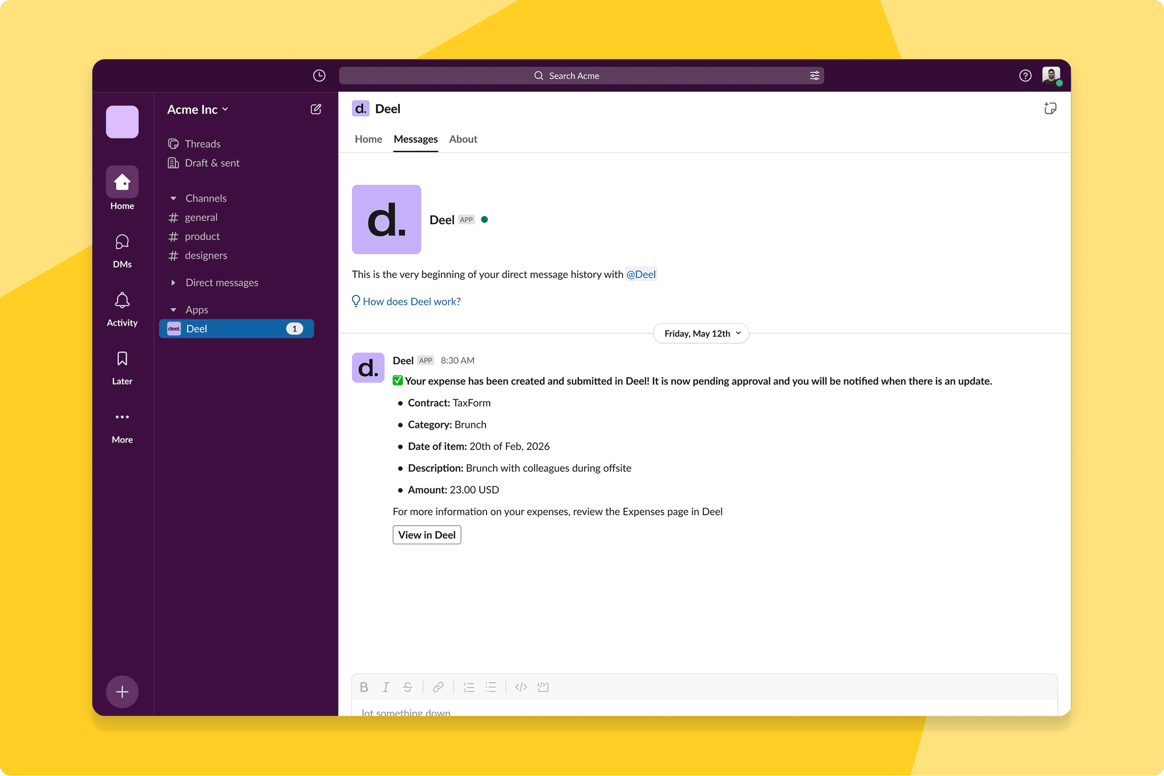 expenses slack